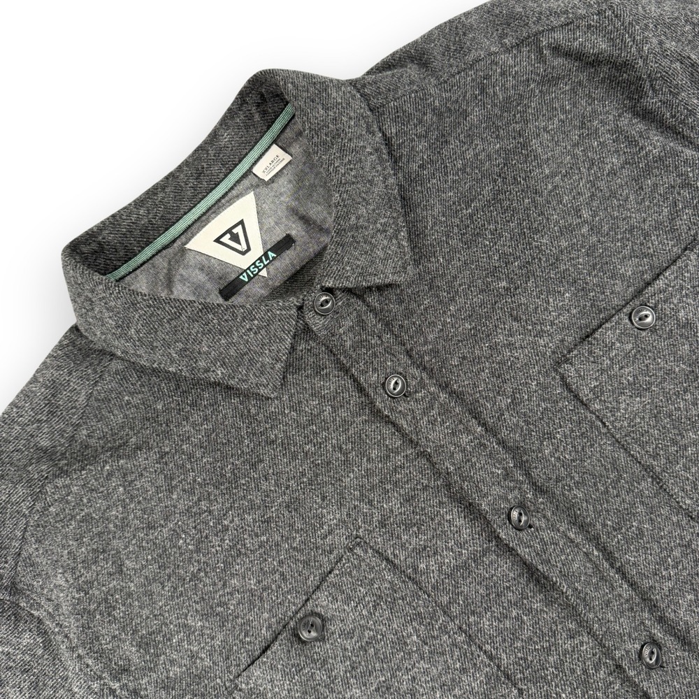 Vissla Shaver Flannel Shirt Mens XXL Gray Button Down Long Sleeve Heathered